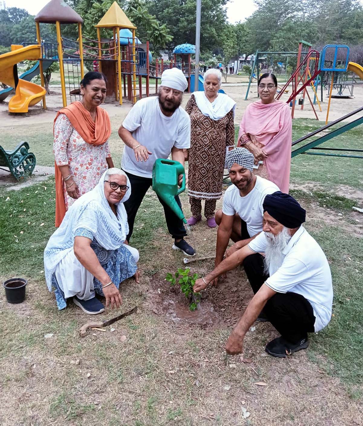 Laughter club members planted saplings